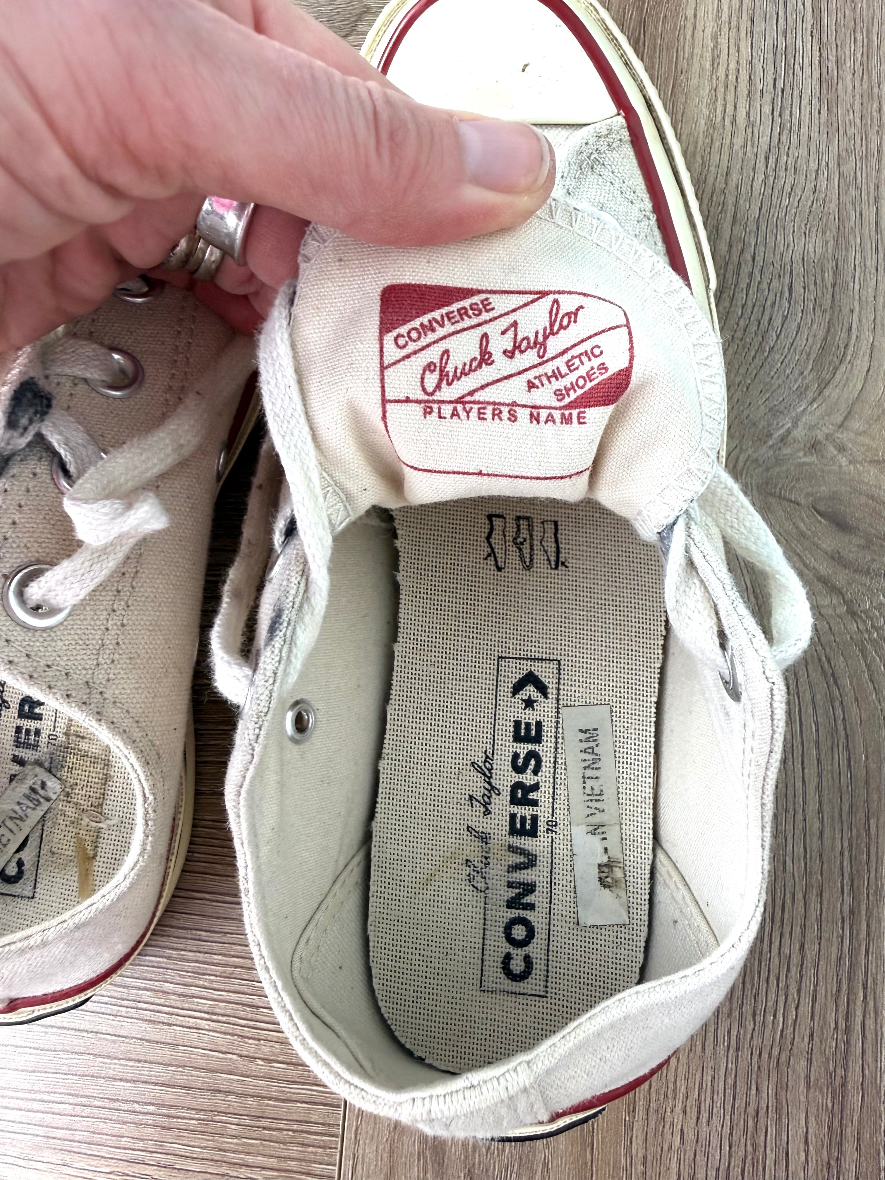 inside of right shoe Vintage Vibe Converse Chuck Taylor Low Tops | Size 6 at Blue Sparrow Shop