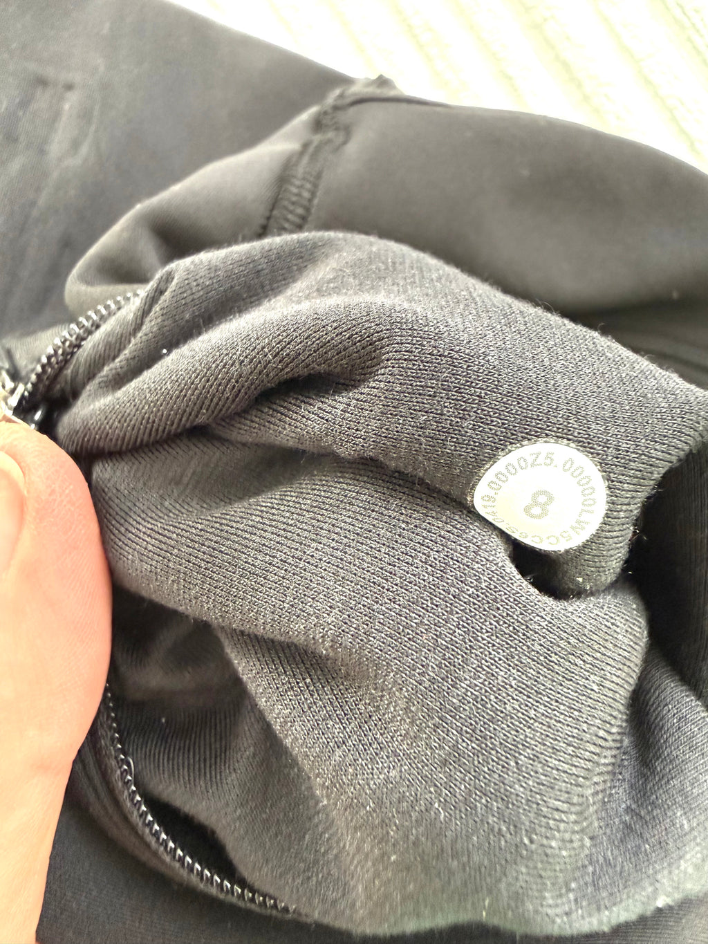 inside size on Lululemon Black High Waisted Leggings | Size 8 at Blue Sparrow Shop
