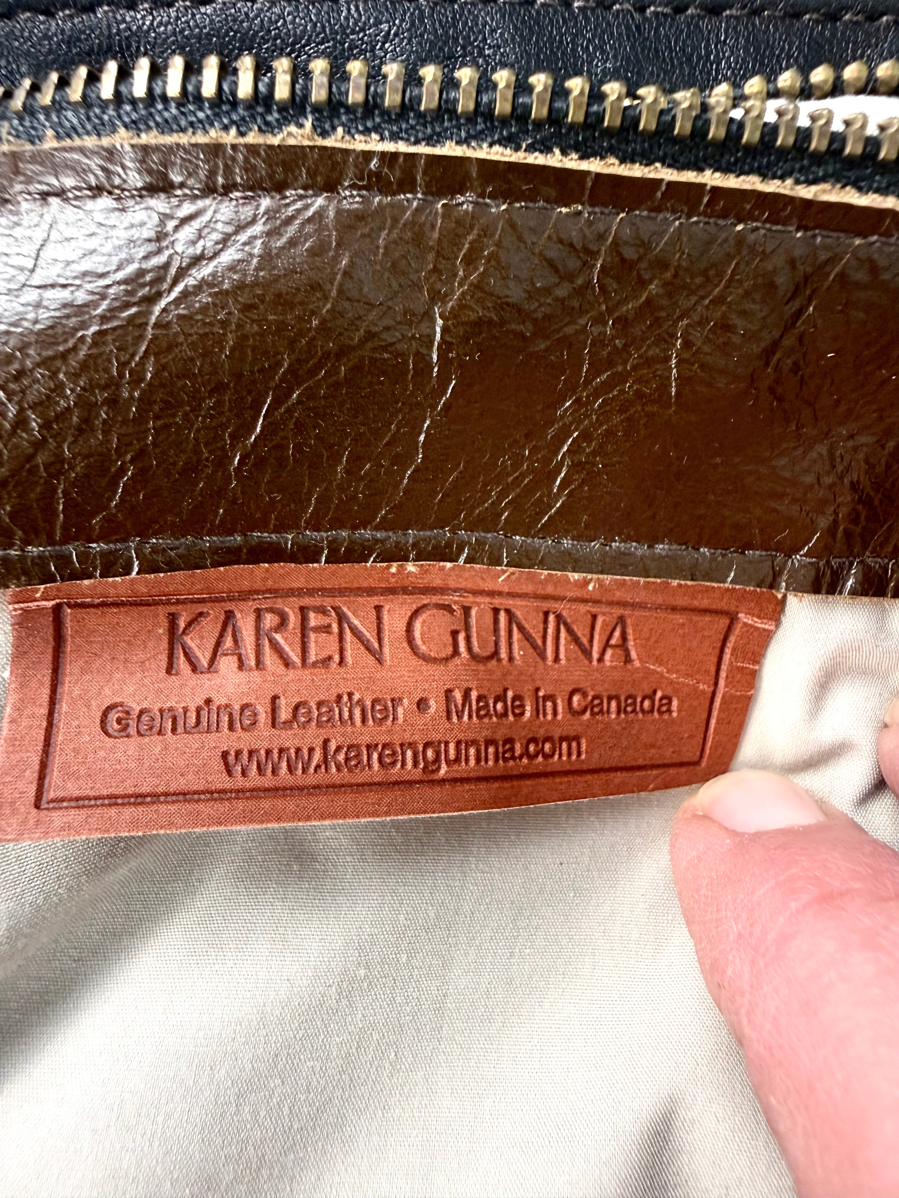 inside tag Made in Canada Karen Gunna Handmade Leather Crossbody Bag-The Ella and Louella