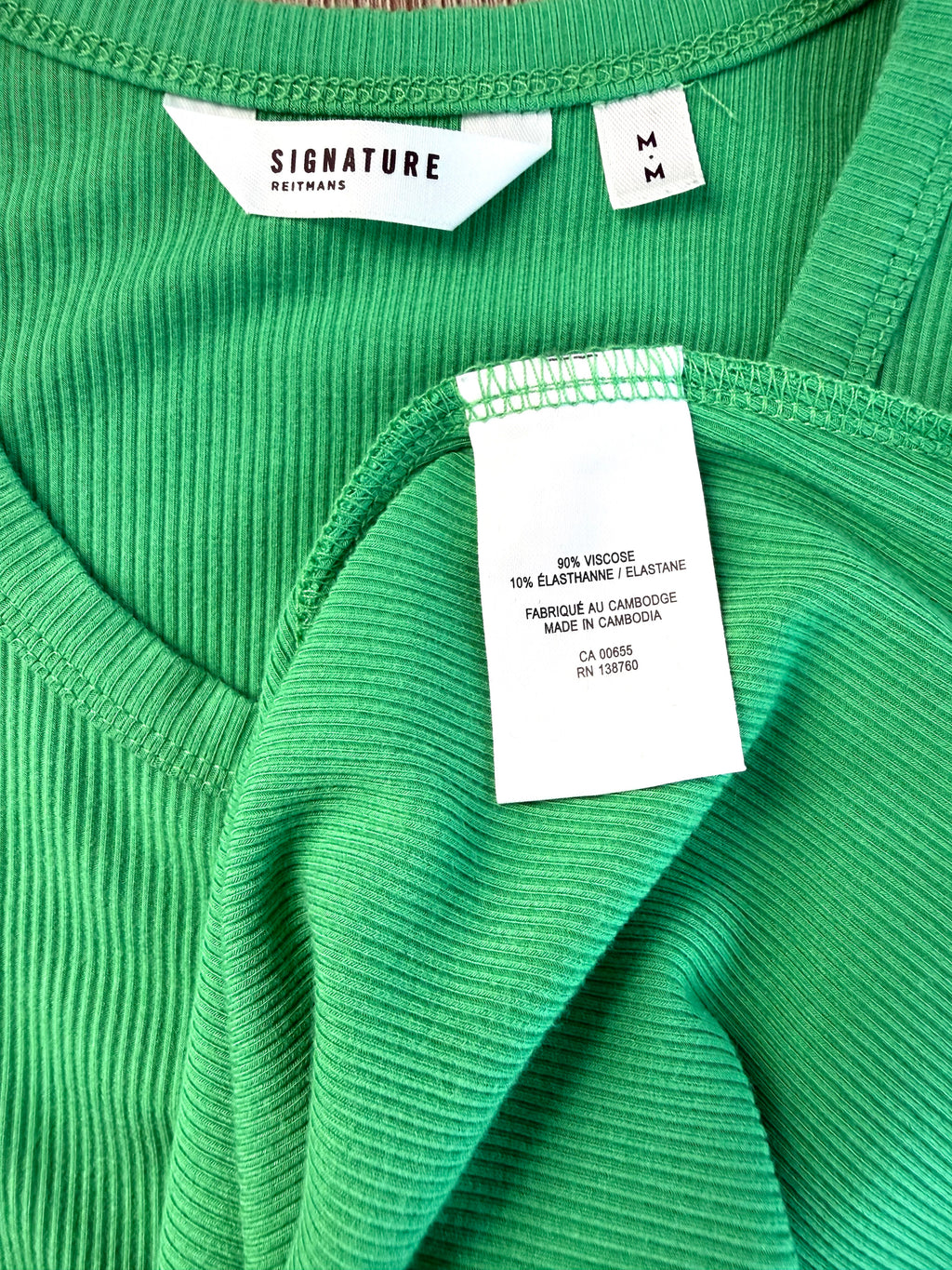 inside tag Reitmans shamrock green Ribbed Midi Tank Dress 