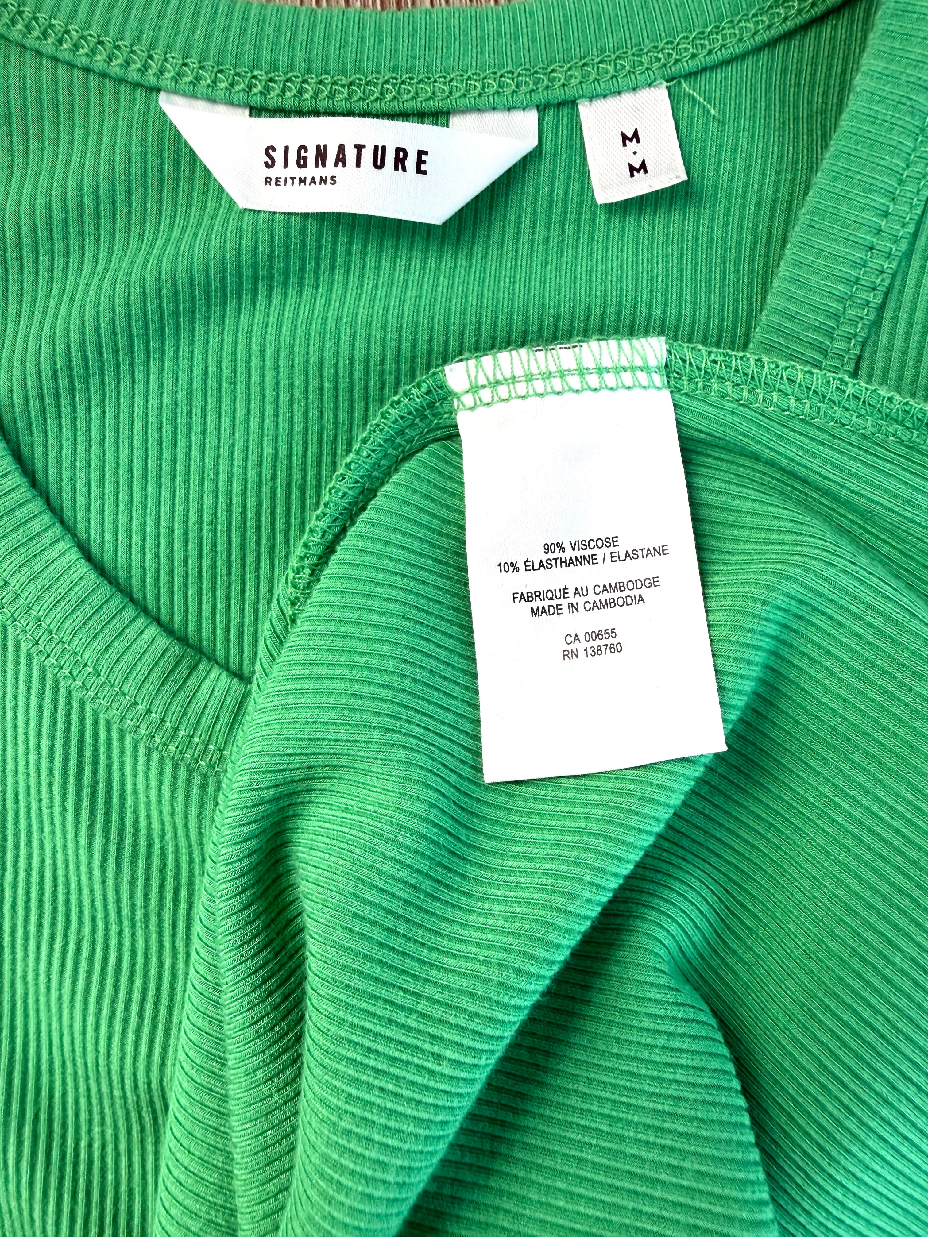 inside tag Reitmans shamrock green Ribbed Midi Tank Dress 