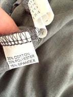 Inside tag on 35% cotton Hypnose Grey Mixed-Media Layered Cardigan | Size S/M measuring