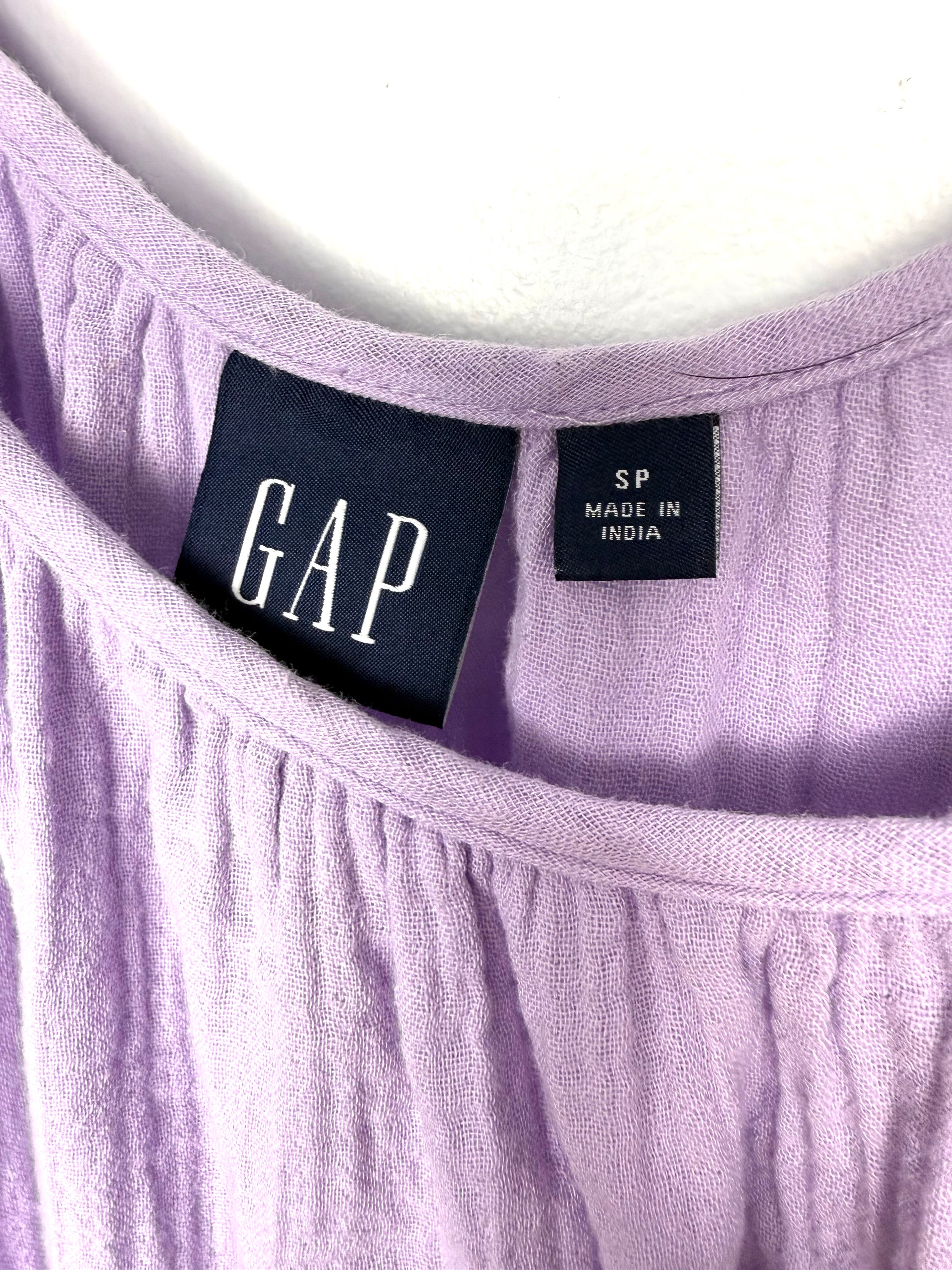 inside tag on Gap Soft romantic lavender midi dress for everyday wear