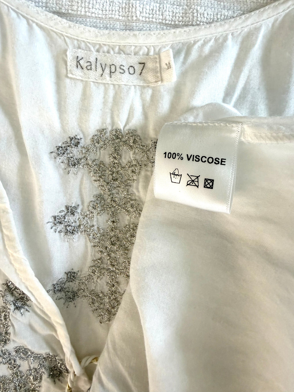 inside tag on Kalypso7 Embroidered Boho Tunic Dress 