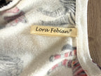 inside tag on Lora Febian Novelty Zebra Print V-Neck Cardigan — Collector's Piece | Size S at Blue Sparrow Shop