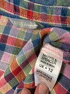inside tag on Marks & Spencer 100% Cotton Rainbow Madras Plaid Shirt  at Blue Sparrow Shop