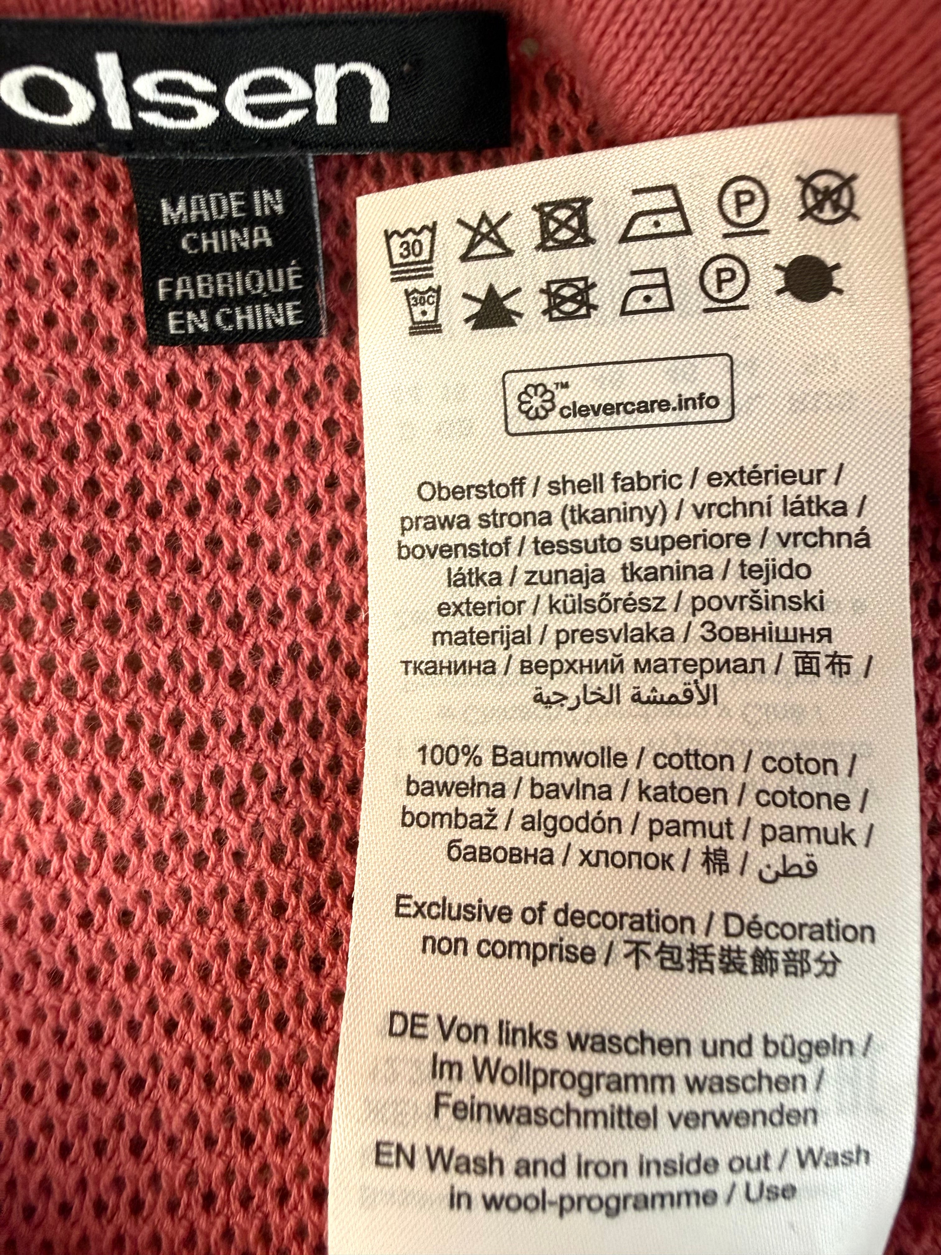 inside tag on Olsen 100% Cotton Open Mesh Knit Cardigan at Blue Sparrow Shop