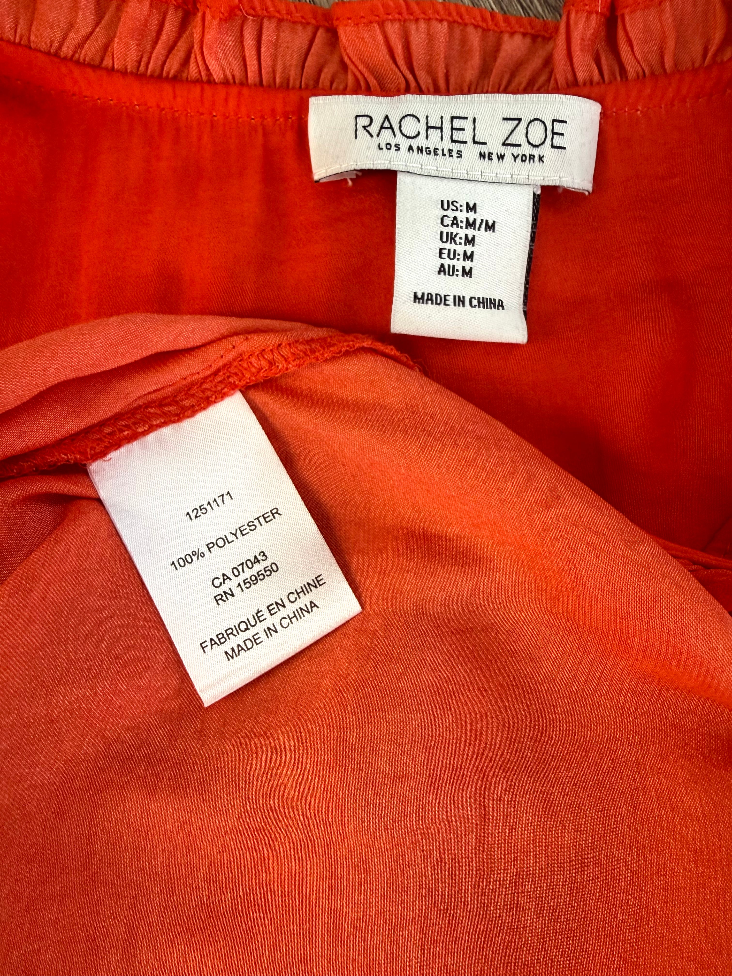 inside tag on Rachel Zoe Vibrant Orange boho blouse 