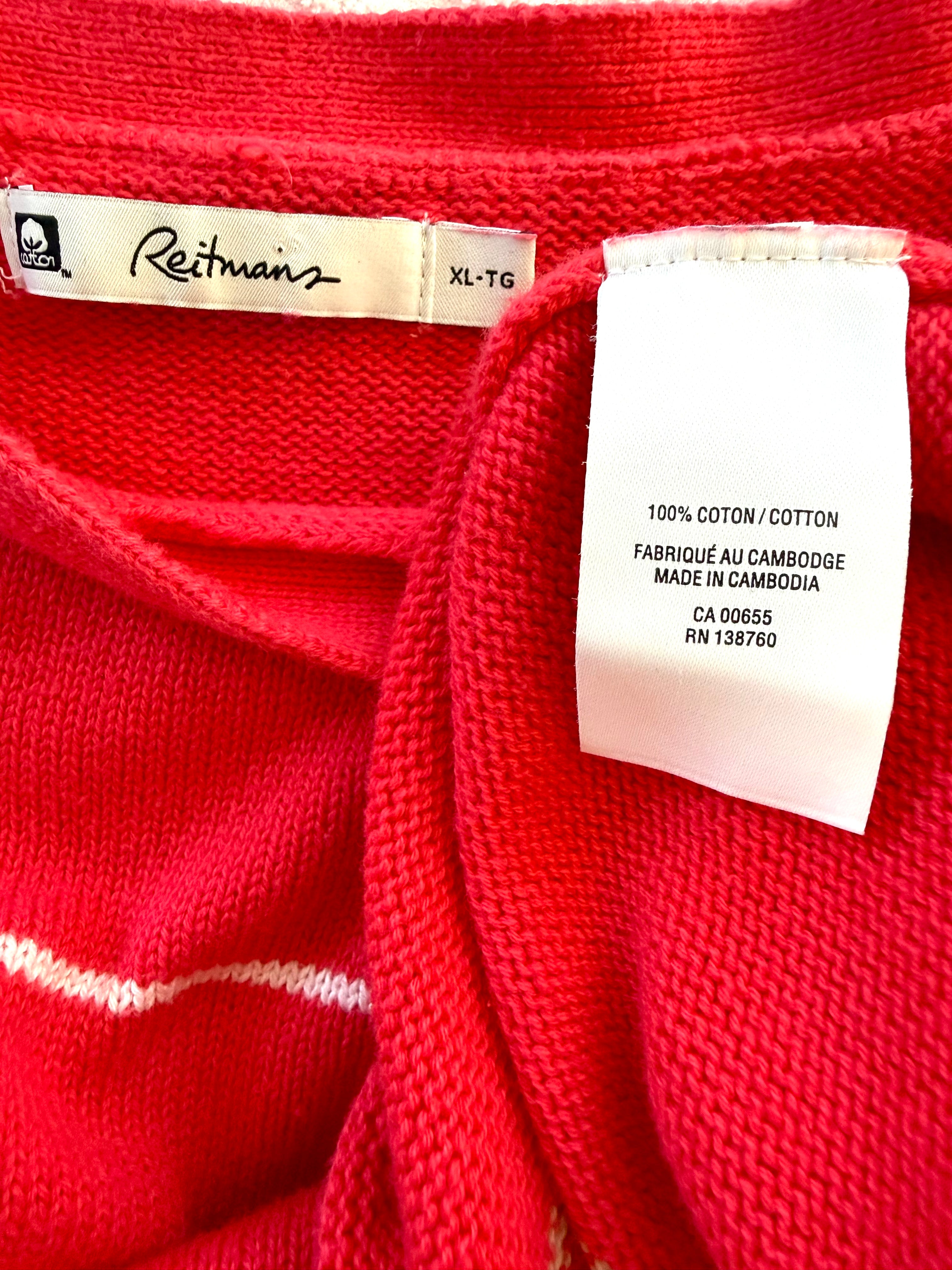 inside tag on Reitmans Striped 100% Cotton Sweater XL at Blue Sparrow Shop