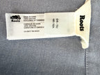 inside tag on Roots oversized cardigan or kimono in denim blue 