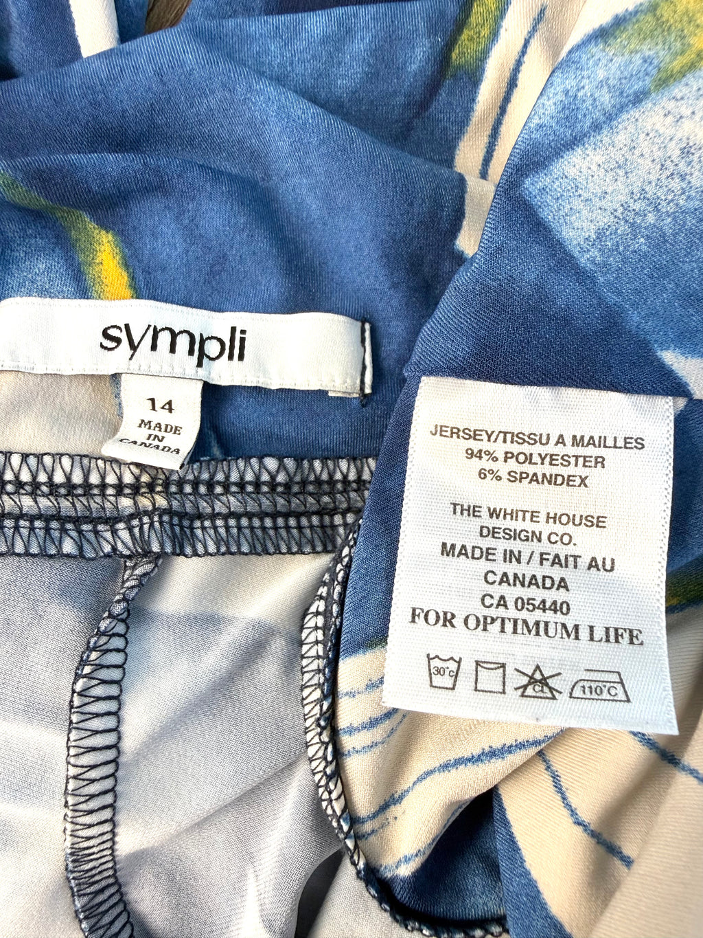 inside tag on Sympli Patterned Palazzo Wide Leg Pants 