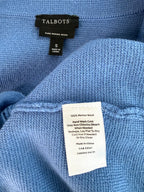 inside tag on Talbots 100% Pure Merino Wool Sweater Blazer | Size S at Blue Sparrow Shop 