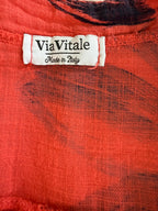 inside tag on Via Vitale Made in Italy Linen Floral Blouse / overshirt at Blue Sparrow Shop