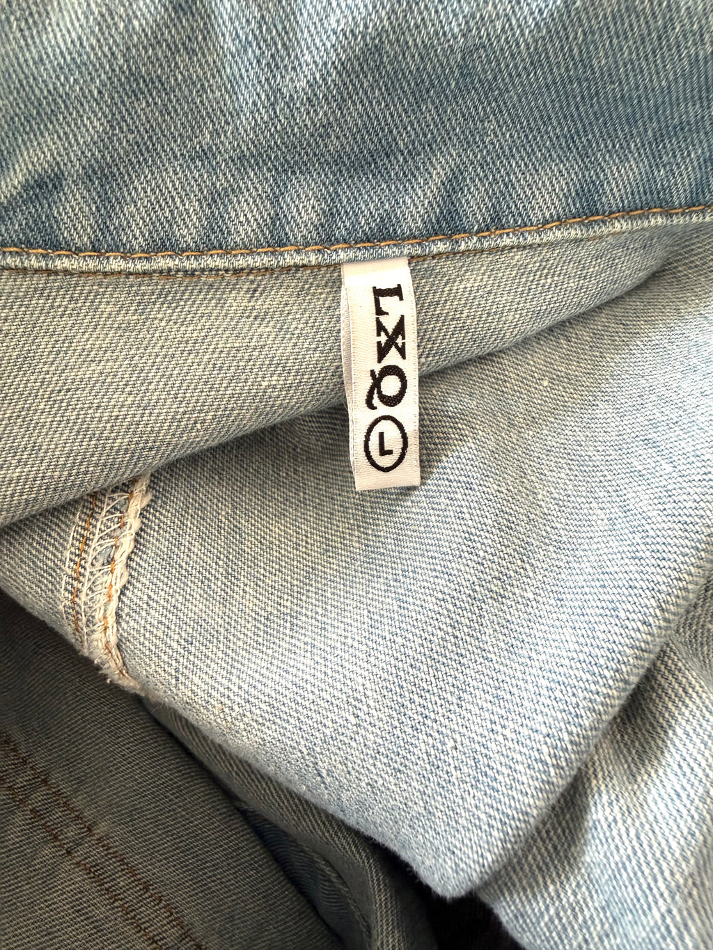 inside tag on Vintage looking Mechanic Style Denim Coveralls at Blue Sparrow Shop