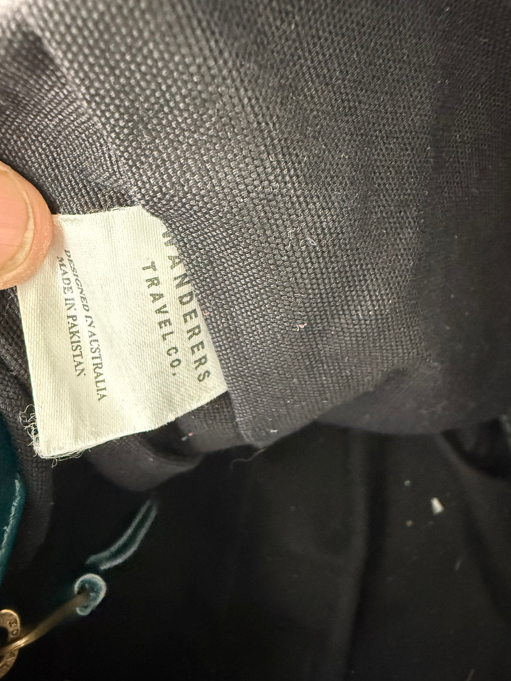 inside tag on Wanderers Travel Co Parisian Leather Tote Bag 