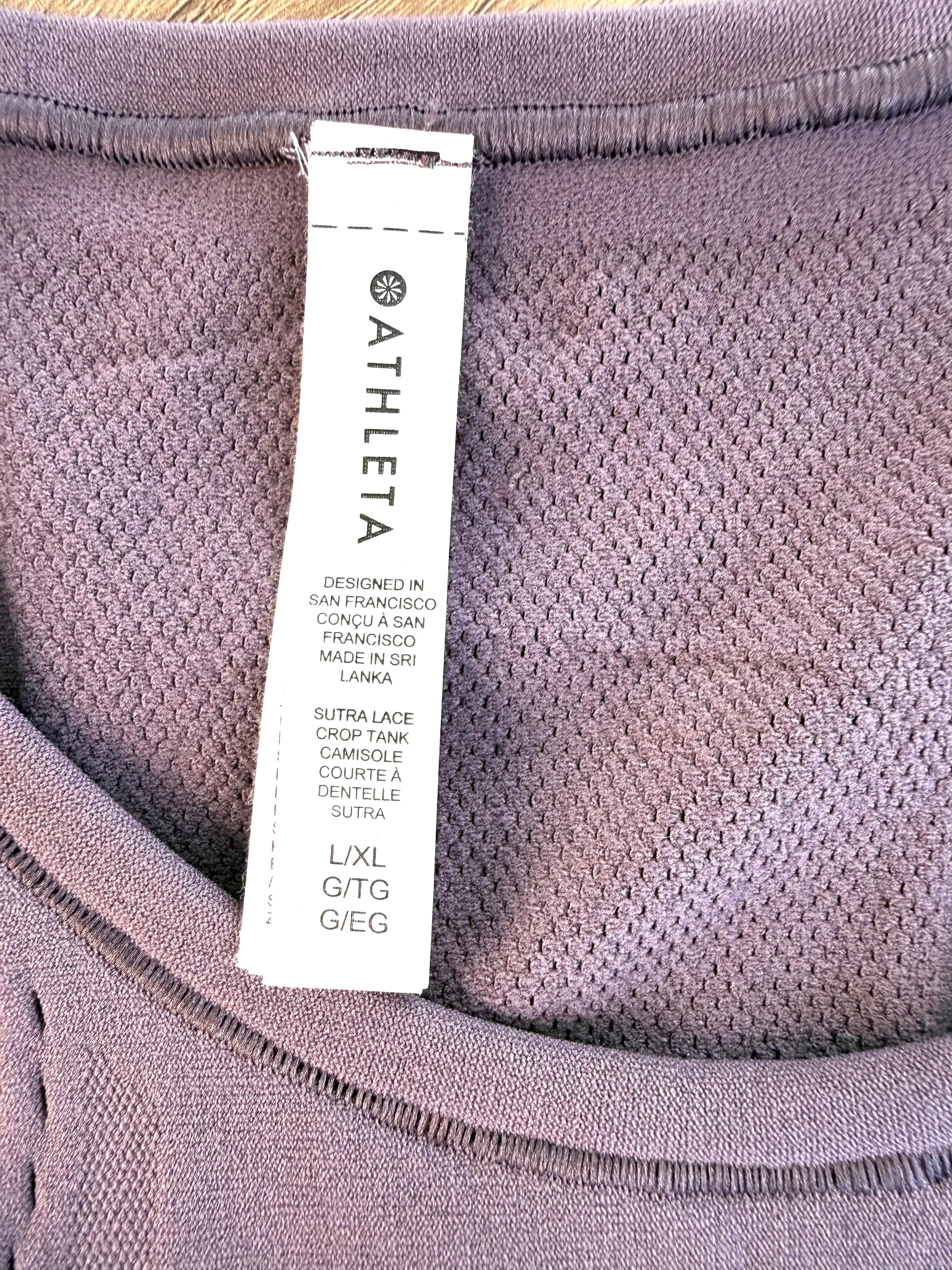 inside tag sultra lace crop tank by Athleta 