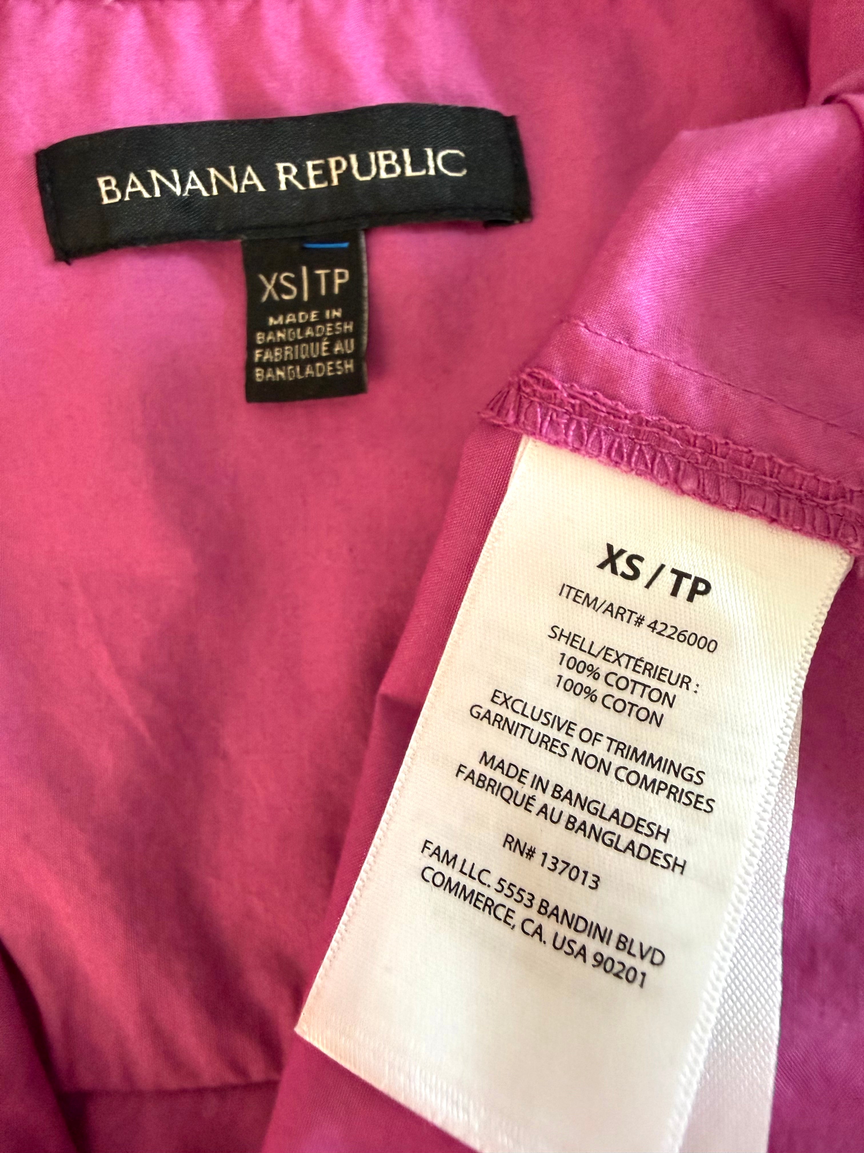 inside tags on 100% Cotton Banana Republic Pink Button Front Shirt | Oversized at Blue Sparrow Shop
