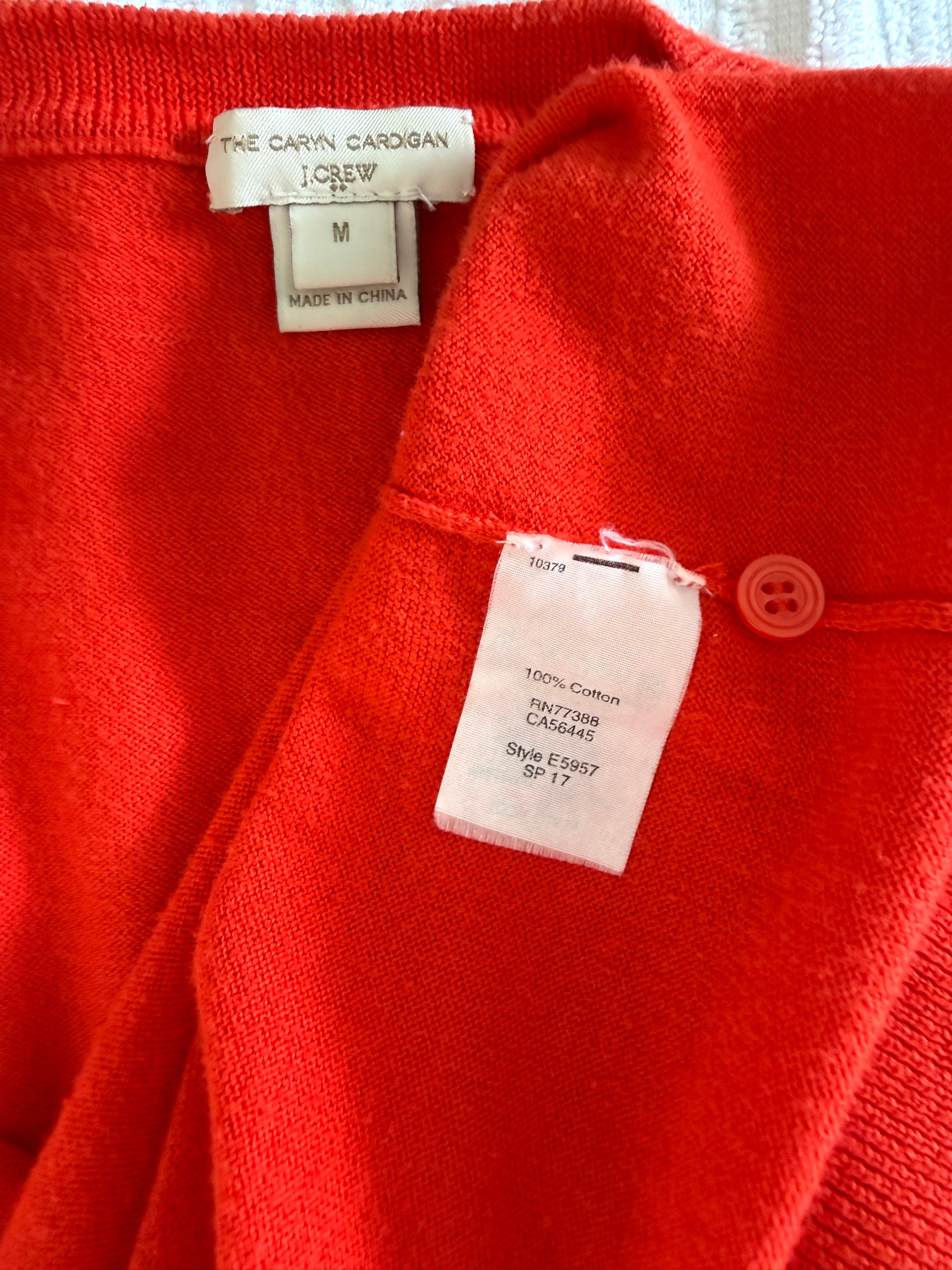 inside tags on 100% Cotton J.CREW Caryn Cardigan | Size M at Blue Sparrow Shop