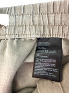 100% Linen  Drawstring Pants – Taupe Relaxed Fit Pull-On Trousers – H&M Small at Blue Sparrow Shop inside tag showing 100% linen
