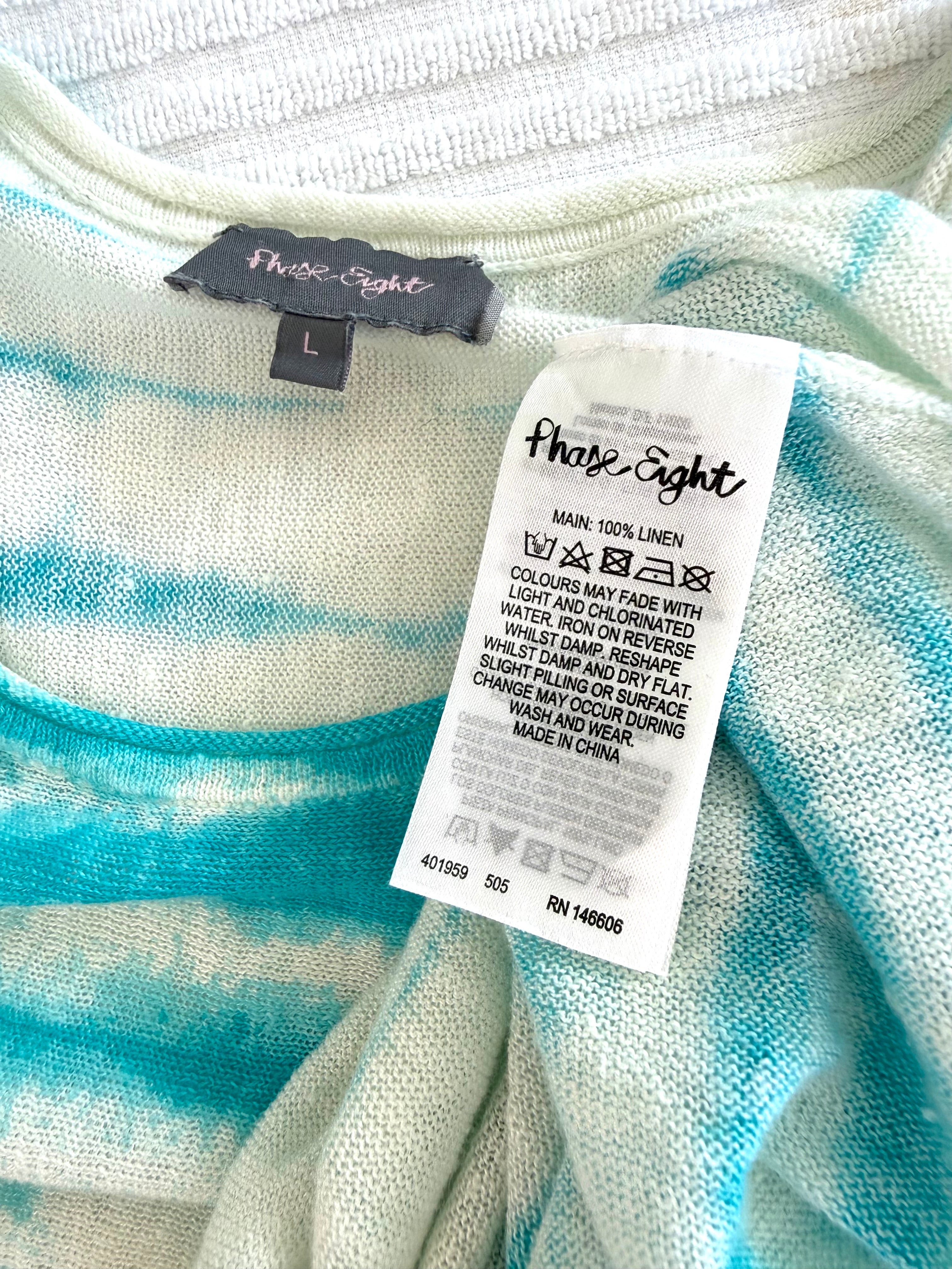 inside tags on 100% Linen Phase Eight Tie Dye Top | Coastal Grandmother | European Summer Style at Blue Sparrow Shop