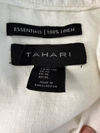 inside tags on 100% Linen Tahari Button-Down Tunic | XL  at Blue Sparrow Resale Shop Canada