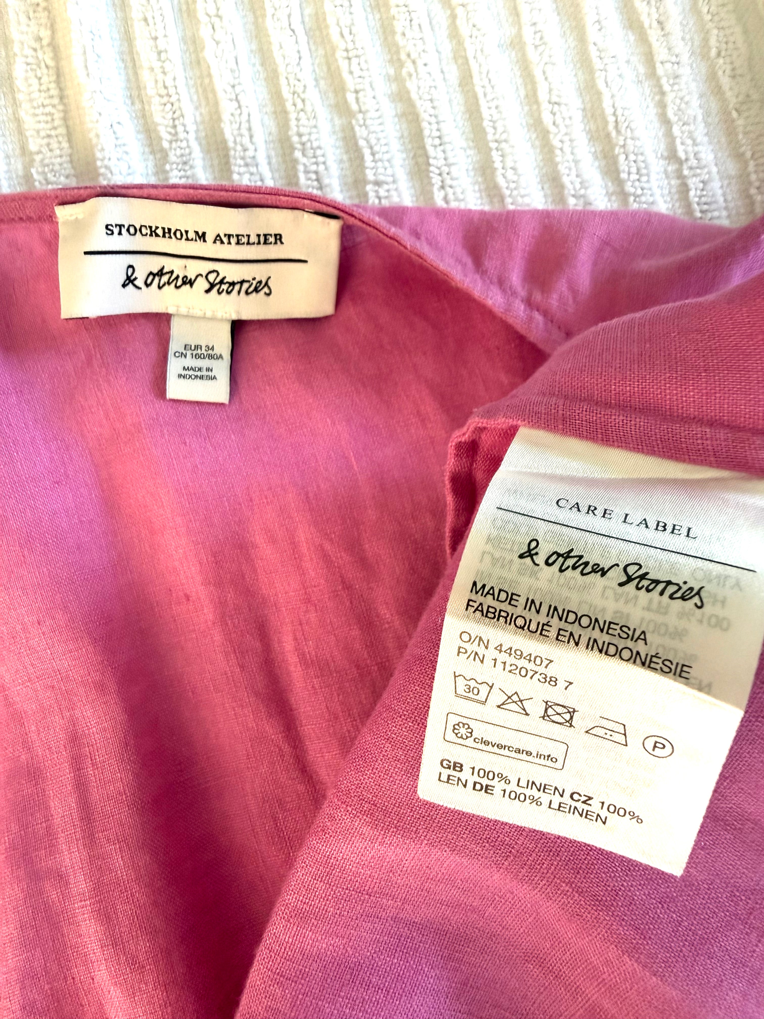 inside tags on 100% Linen Wrap Dress by & Other Stories Stockholm Atelier | Size S at Blue Sparrow Shop