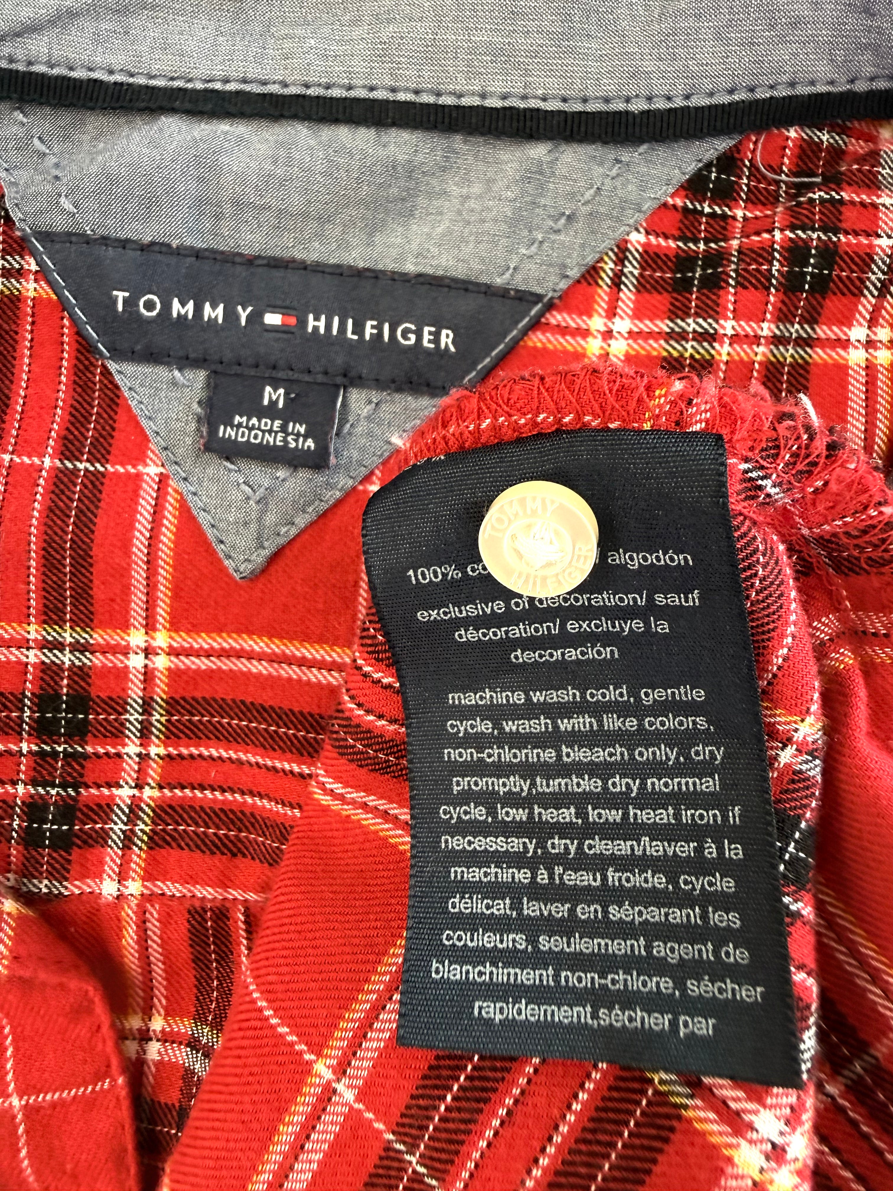 inside tags on 100 percent Cotton Tommy Hilfiger Plaid Shirt Size M