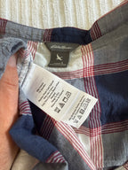 inside tags on 99% Cotton Eddie Bauer Plaid Sleeveless Shirt | Size L  at Blue Sparrow Shop