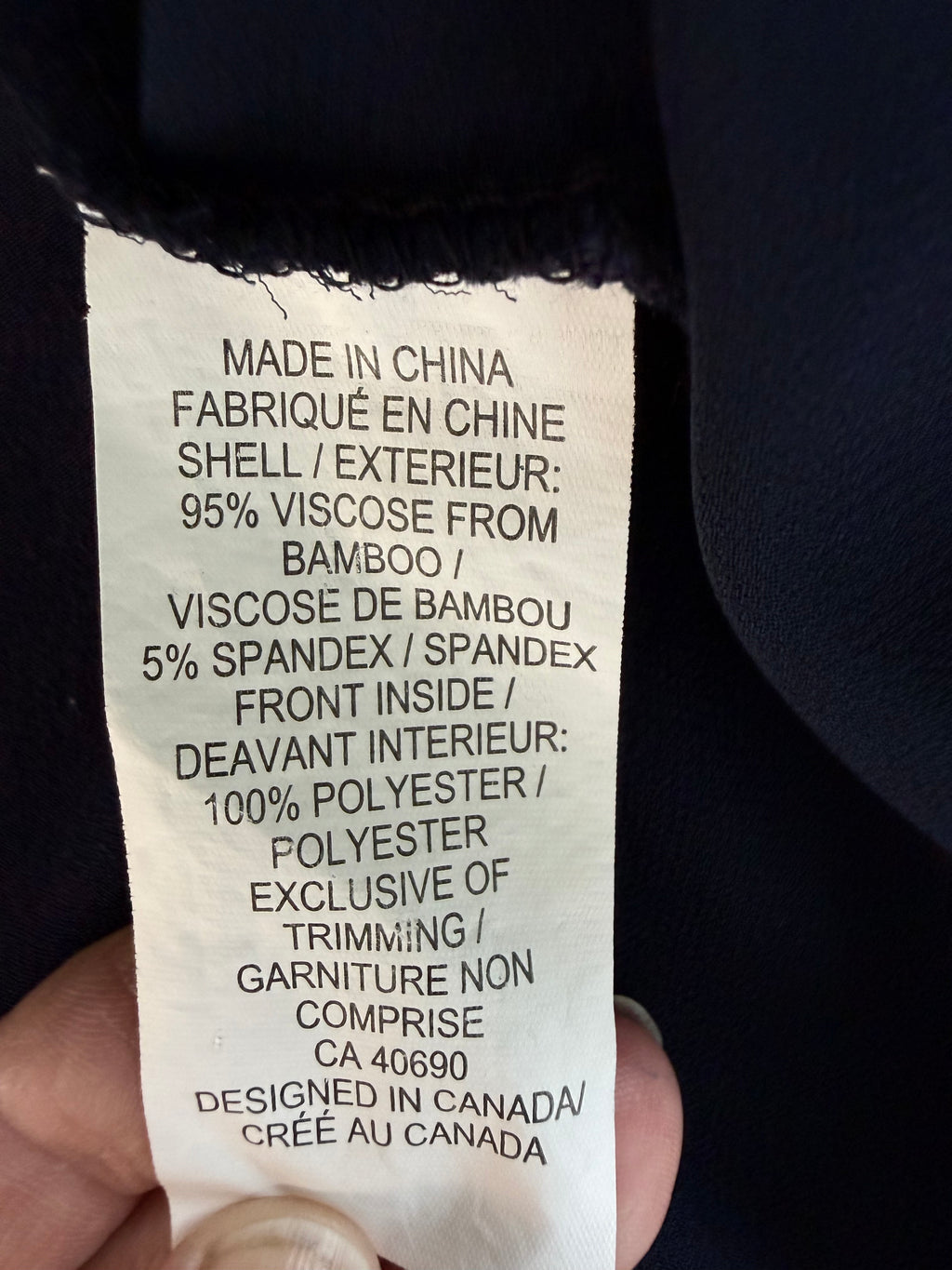 inside tags on Bamboo LNBF Navy Open Front Cardigan Jacket | Size L