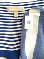 inside tags on Banana Republic Mixed Stripe Scoop Neck Tee — Royal Blue and White | Size M at Blue Sparrow Shop