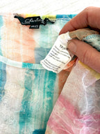 inside tags on Charlie B Sheer Watercolour Stripe Long Sleeve Top — Rainbow Pastel | Mesh Overlay | Size XS Petite at Blue Sparrow Shop
