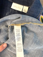 inside tags on Chicos embroidered denim jacket 