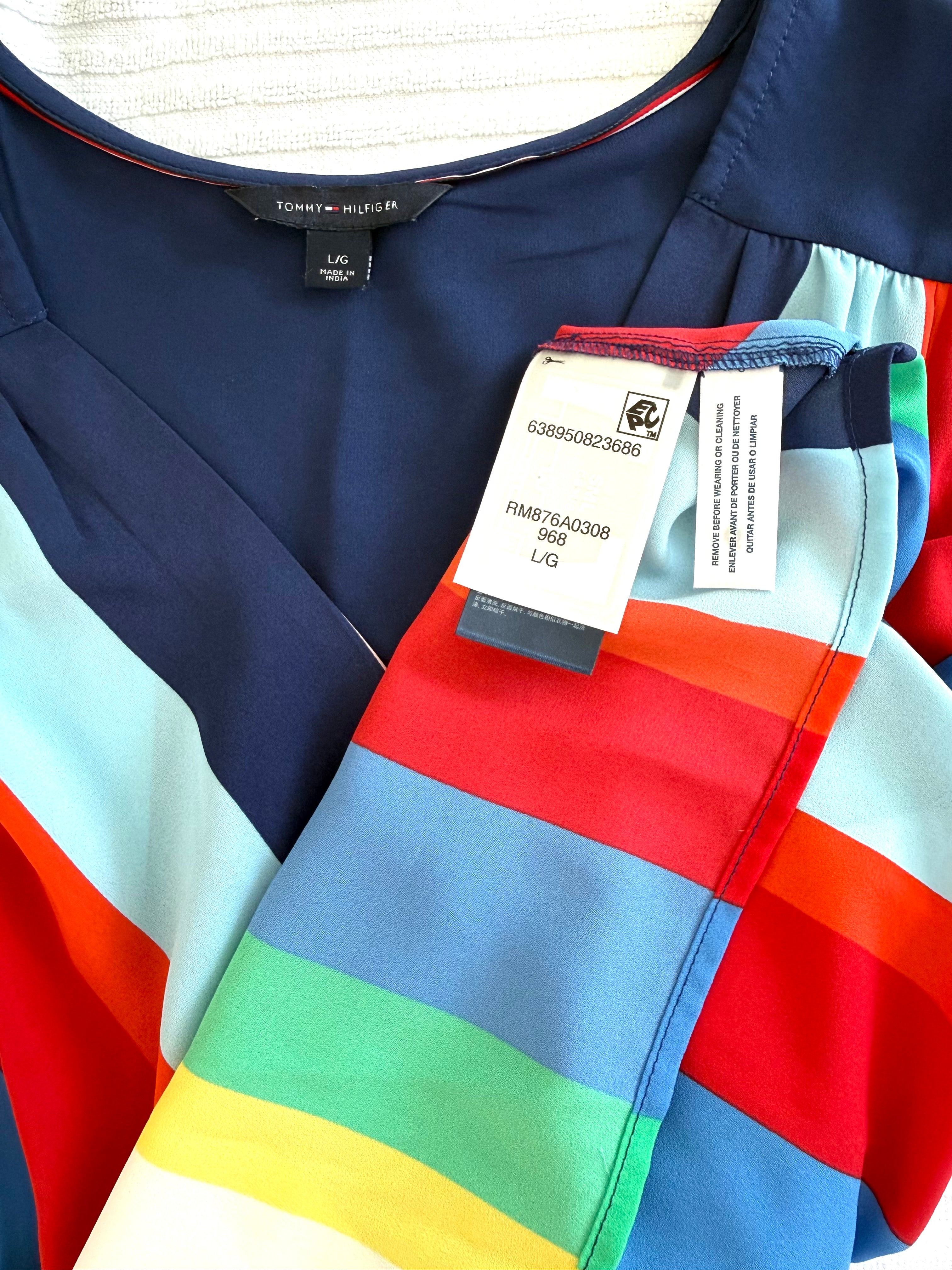 inside tags on Faux Wrap Tommy Hilfiger Sleeveless Blouse | Size M at Blue Sparrow Shop 