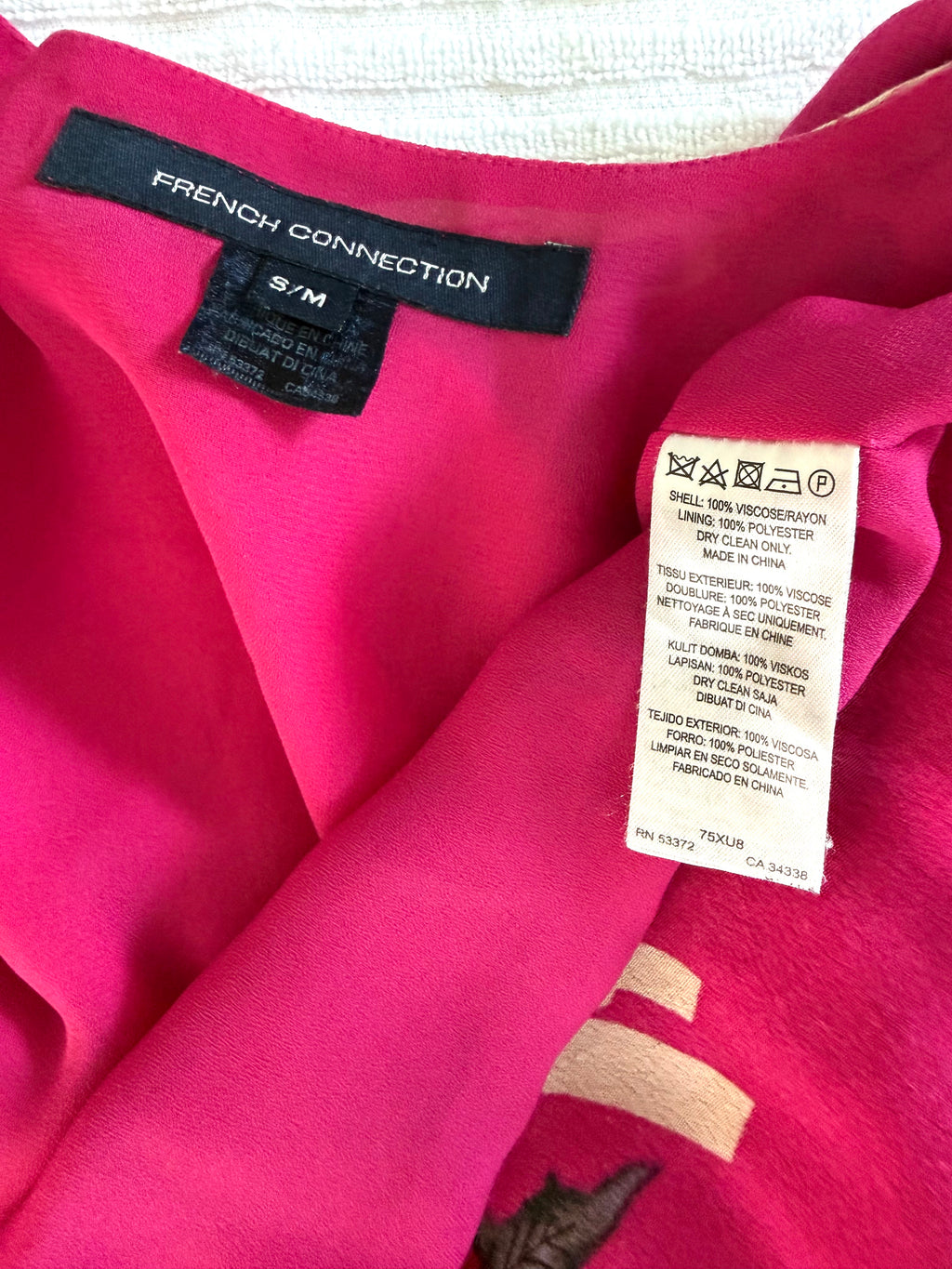 inside tags on French Connection Floral Kimono | Romantic Boho Layering Piece at Blue Sparrow Shop
