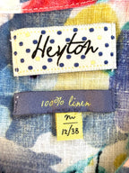 inside tags on Heyton 100% Linen Watercolour Floral Shell Top — Pom-Pom Neckline | Size 12 at Blue Sparrow Shop 