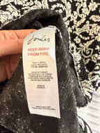 inside tags on Joules Black & Cream Floral Jacquard Tunic Dress | Size 8 measuring 16" sleeve