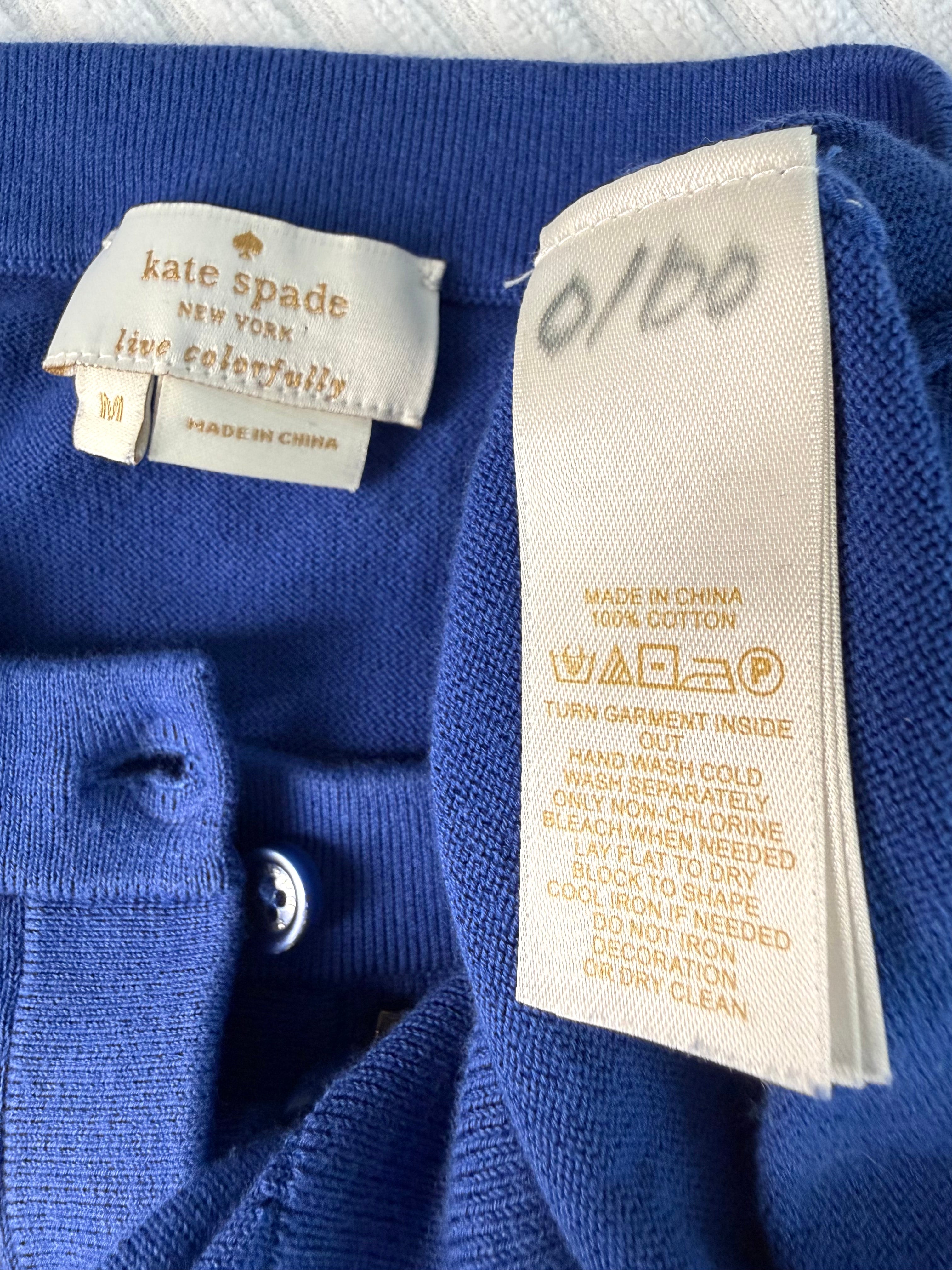 inside tags on Kate Spade New York 100% Cotton Cardigan  at Blue Sparrow Shop 