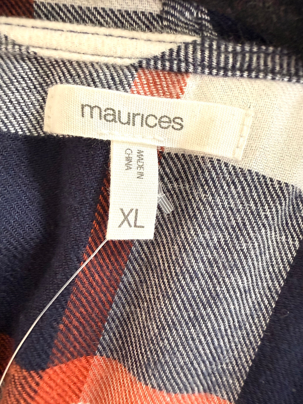 inside tags on NWOT Plaid Jacket with Fringe Detail | Size XL