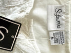 inside tags on NWT 100% Cotton Embroidered Button-Front Top | Size M at Blue Sparrow Shop 