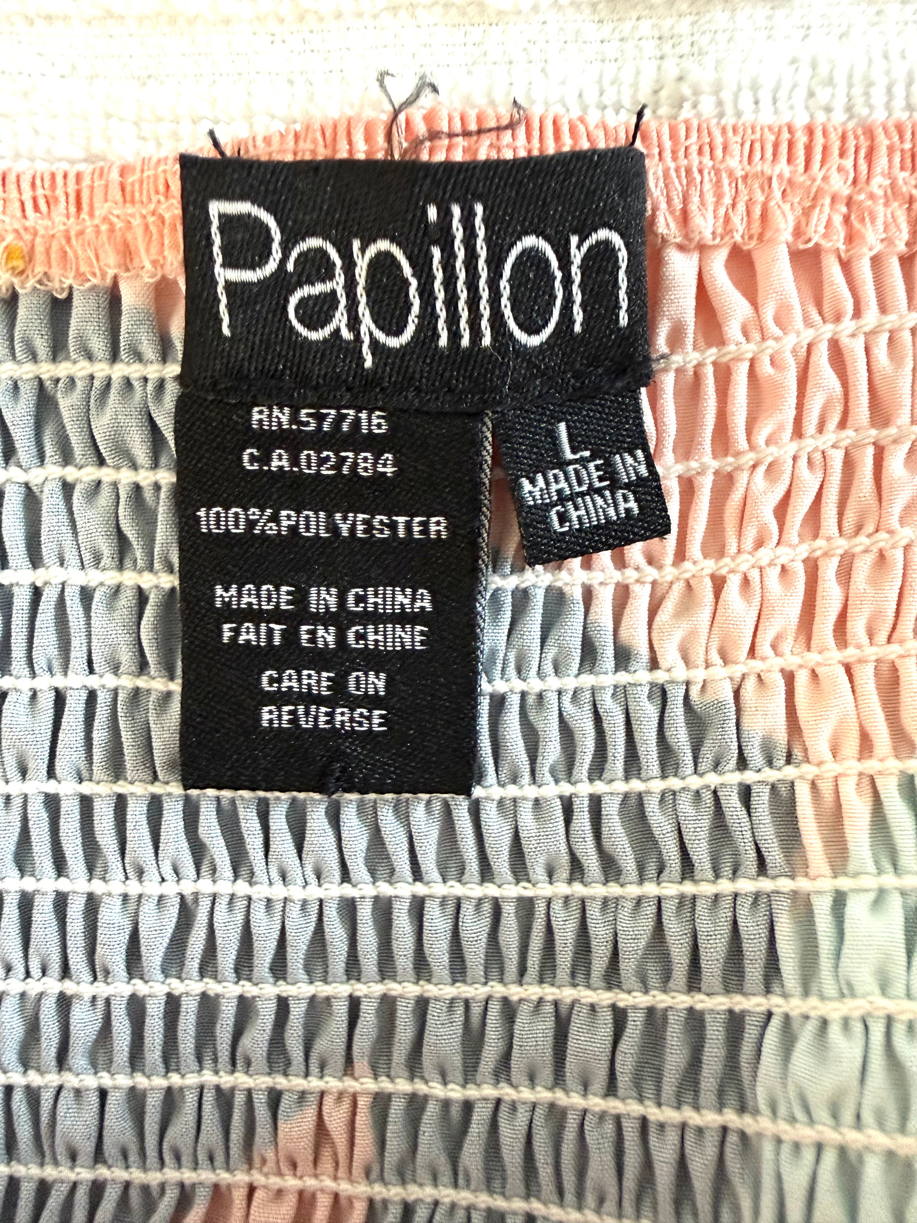 inside tags on PAPILLON Geometric Print Strapless Jumpsuit at Blue Sparrow Shop 