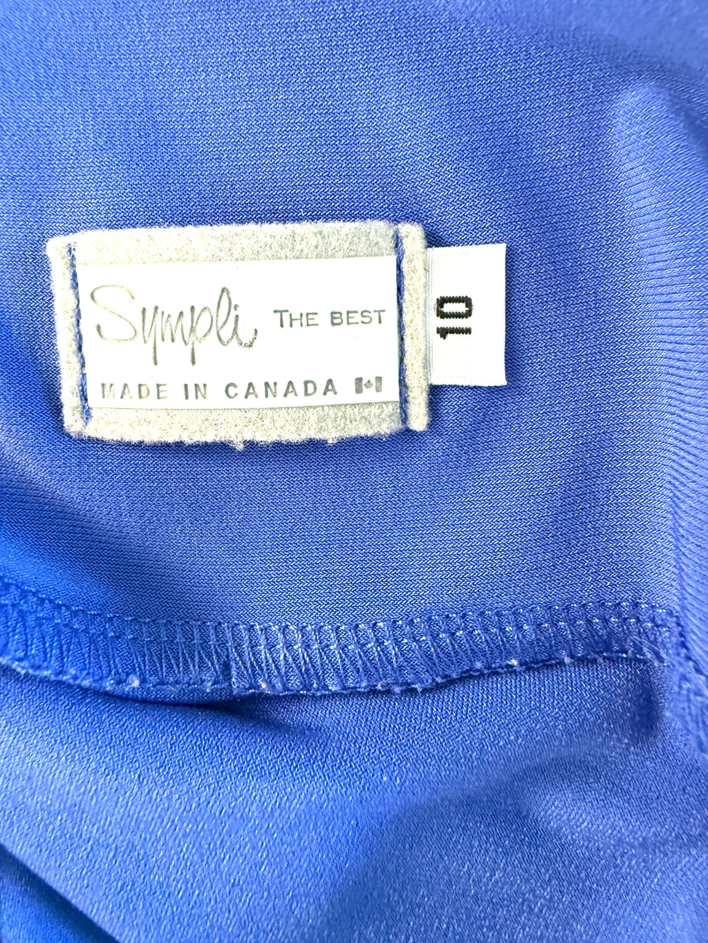 inside tags on Sympli Made in Canada V-Neck Empire Waist Midi Dress | Periwinkle Blue | Travel Wear | Size 10 at Blue Sparrow Shop