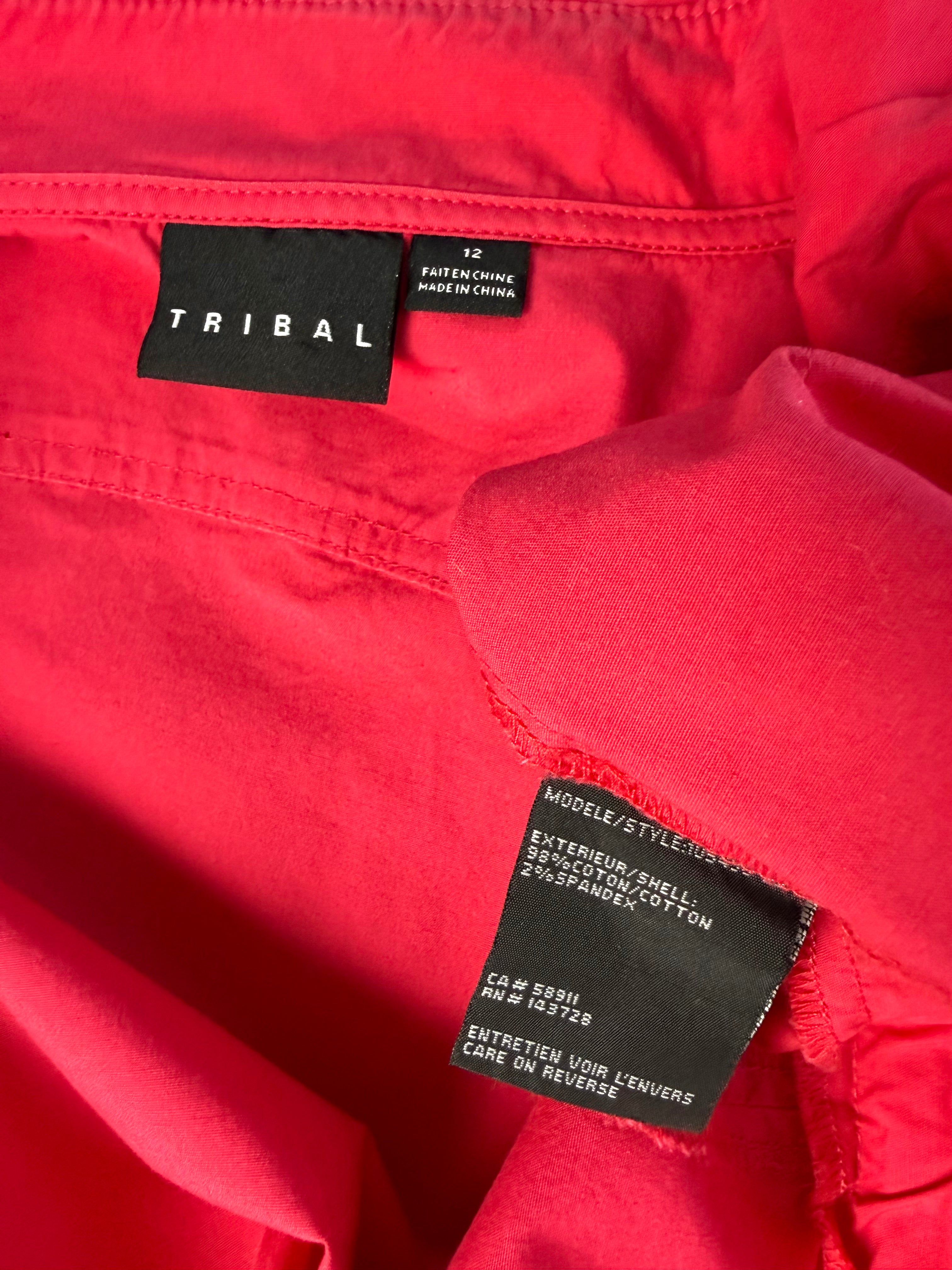 inside tags on Tribal brand 98% Cotton Utility Jacket | Size 12 at Blue Sparrow Shop
