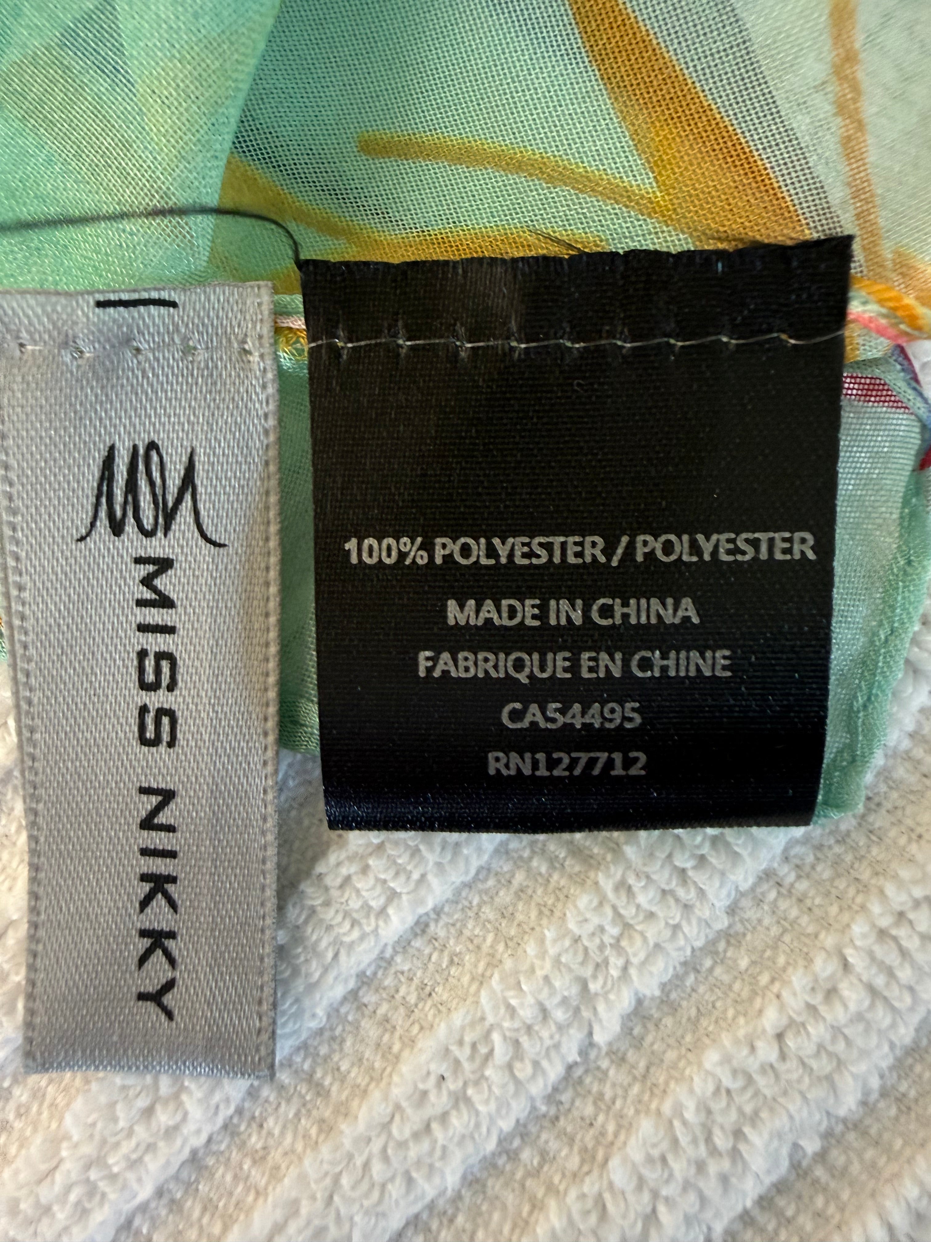 inside tags on Tropical Sheer Wrap | Cover-Up | One Size at Blue Sparrow Shop