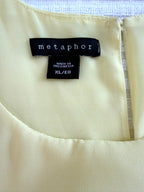 inside tags on Yellow Layered Sleeveless Blouse | Metaphor Double Layer Chiffon Tank | Size XL at Blue Sparrow Shop