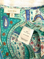 inside tags on sleeve detail on Laura Paisley Kimono Cardigan | Blue Turquoise Boho Cover Up | Medium at Blue Sparrow Shop