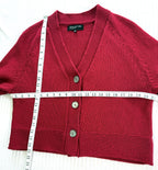 jones new york red cardigan measuring 42"bust and 21" length
