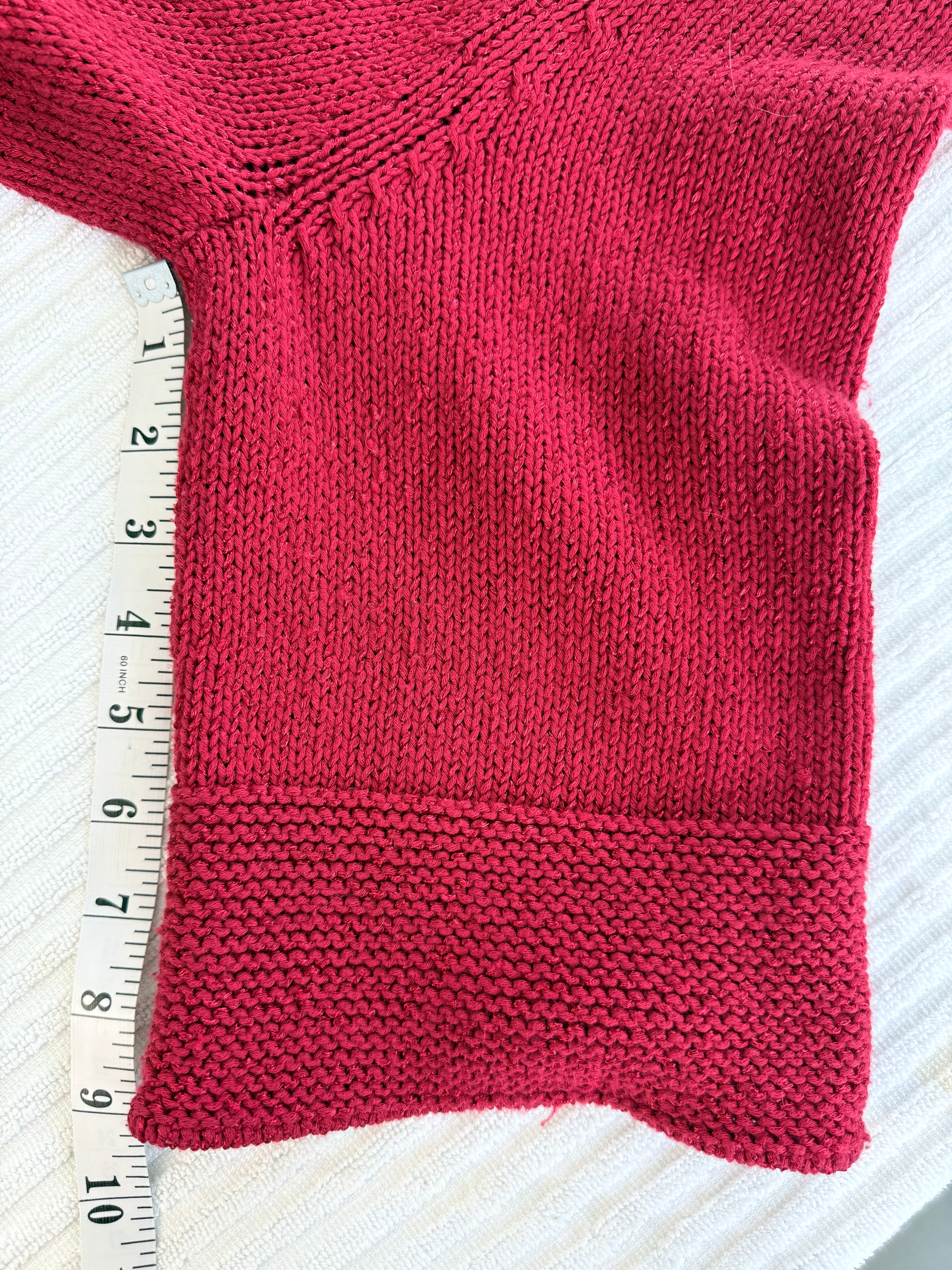 jones new york red cardigan measuring 9.5" sleeve