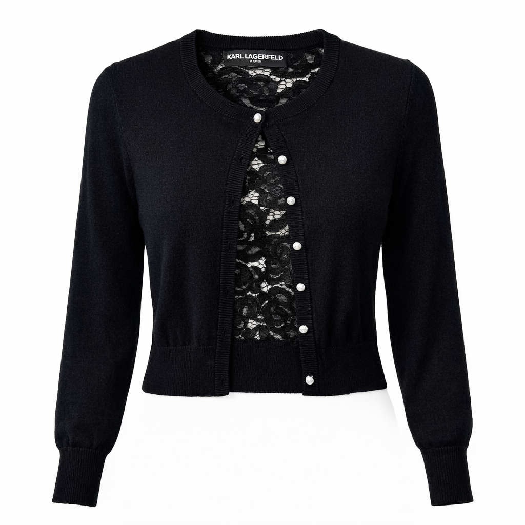 Karl Lagerfeld Paris Cardigan with Lace Back | Size S at Blue Sparrow Shop