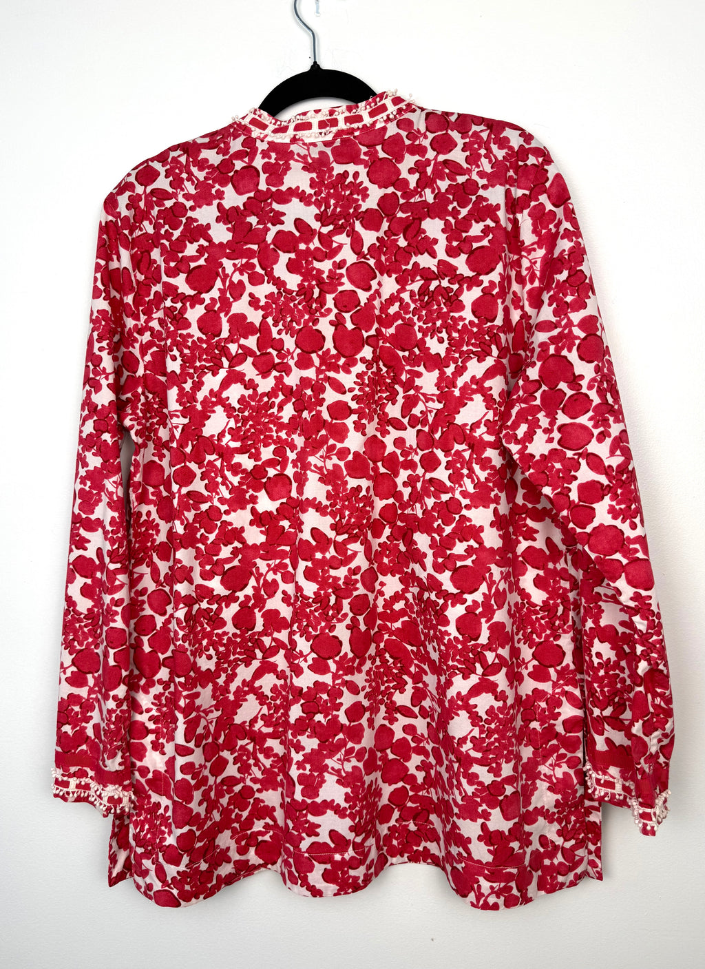 lightweight red floral tunic women back view 