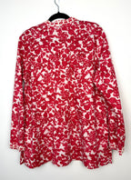 lightweight red floral tunic women back view 